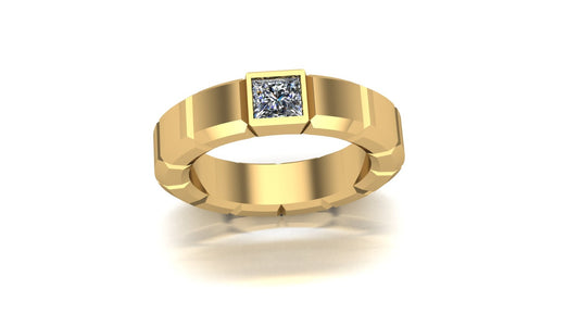 Aegis Brick Band – Princess-Cut Lab Diamond Ring