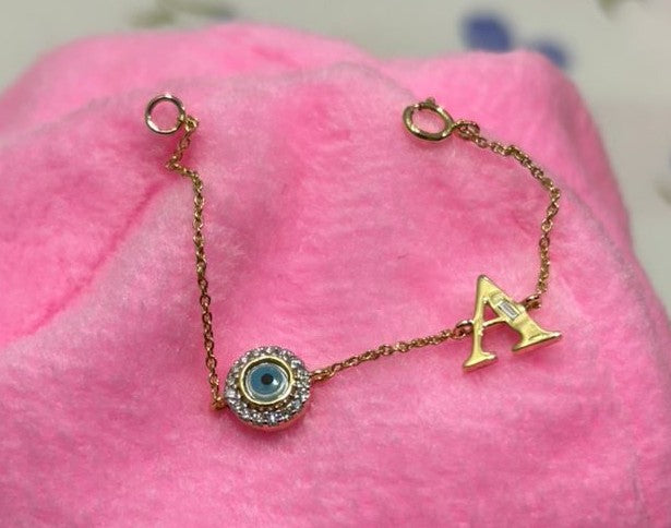 Baby Evil Eye and Alphabet Bracelet