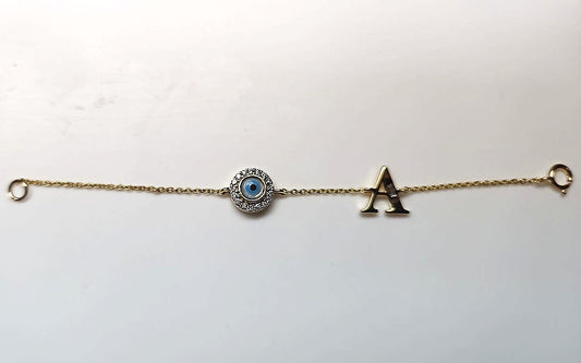 Baby Evil Eye and Alphabet Bracelet