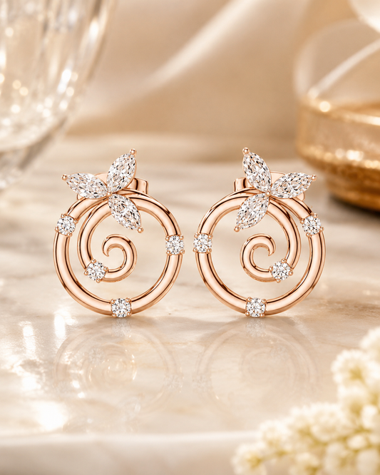 NESH Enchanted Bloom Spiral Earrings
