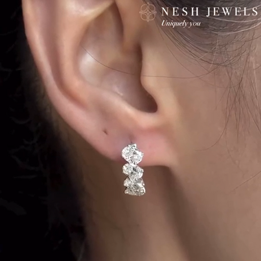 Hoop Diamond Drop Earrings