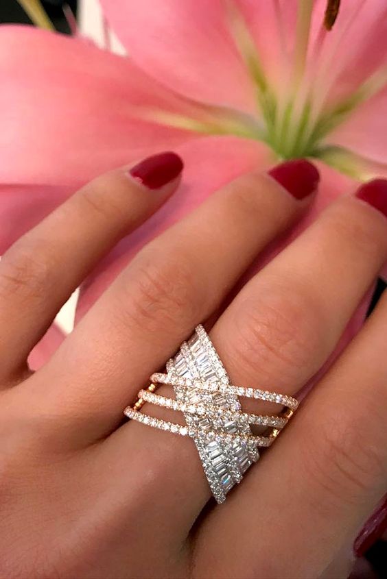 Luminous Crossroad Diamond Ring