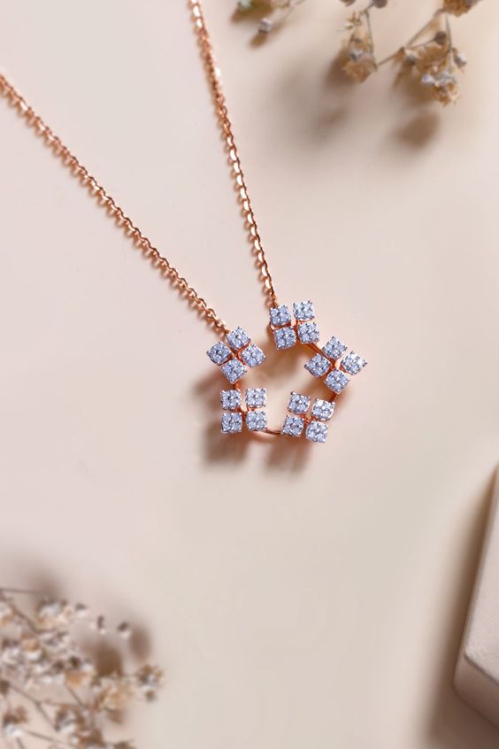 Diamond Cluster Charm Necklace