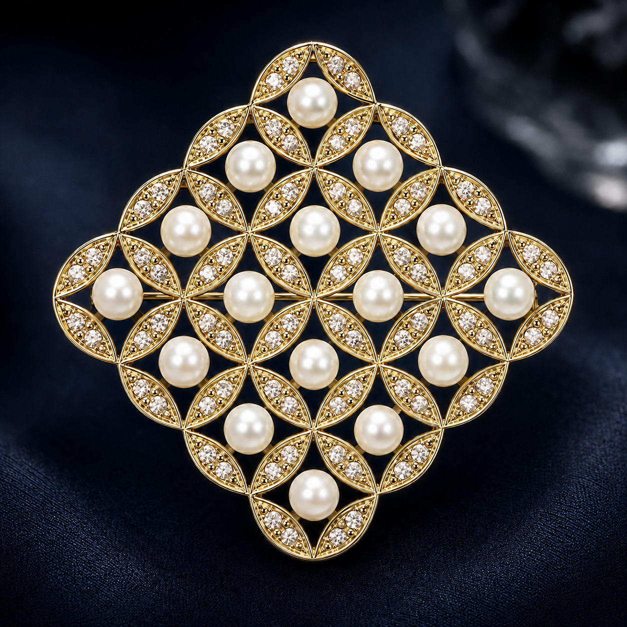 NESH Pearl Lattice Statement Brooch