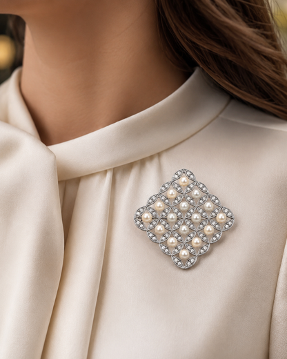 NESH Pearl Lattice Statement Brooch