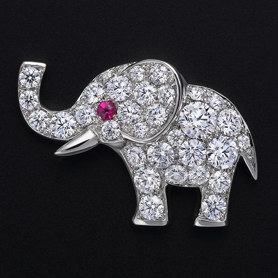 Majestic Elephant Diamond Brooch