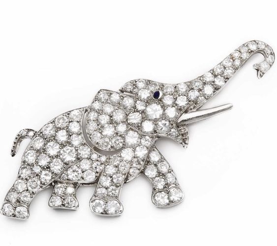 Regal Elephant Diamond Brooch