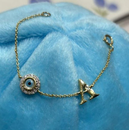 Baby Evil Eye and Alphabet Bracelet