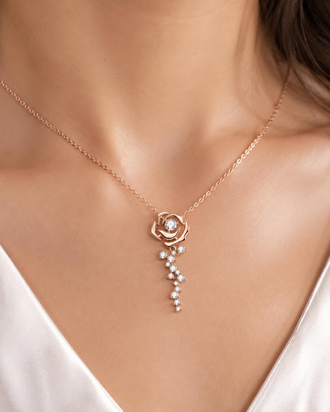 NESH Rose Bloom Diamond Pendant Necklace
