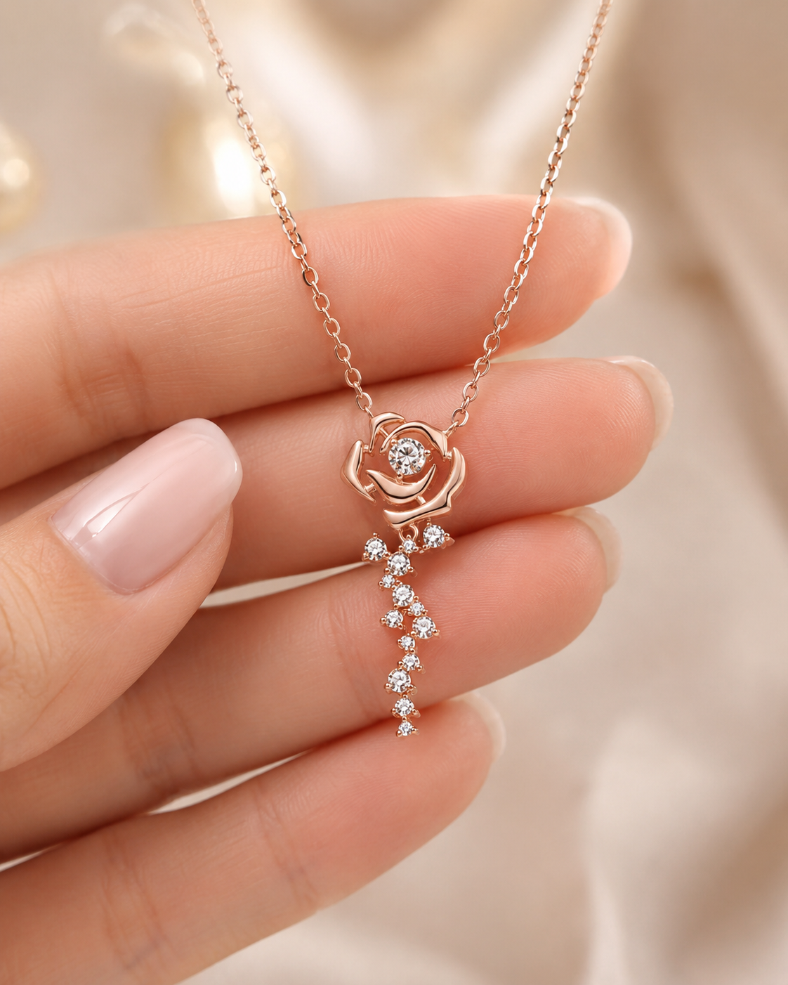 NESH Rose Bloom Diamond Pendant Necklace