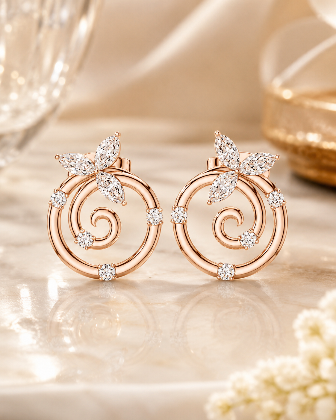 NESH Enchanted Bloom Spiral Earrings