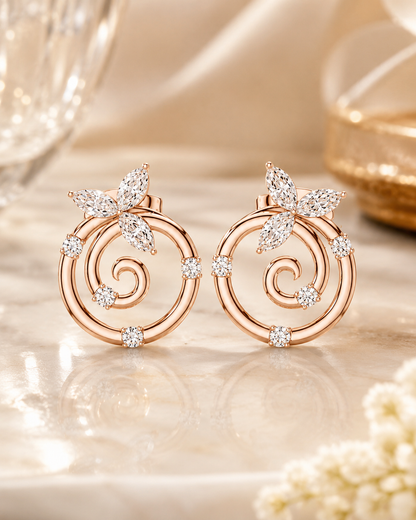 NESH Enchanted Bloom Spiral Earrings